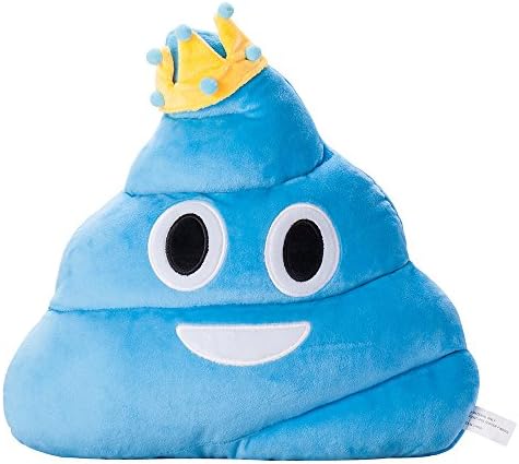 Blue Prince Poop Emoji Soft Stuffed Plush Cushion Pillow - 35x32x8cm Large Emoticon Pillow - Gifts for Boys, Girls, Kids &amp; Children