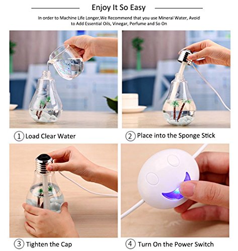 [Life & Living] Aromatherapy Ultrasonic Cool Mist Humidifier Essential Oil Diffuser great for in house in door spas gyms yoga studios dry environment heavy winters (Bulb (Silver)) - 7