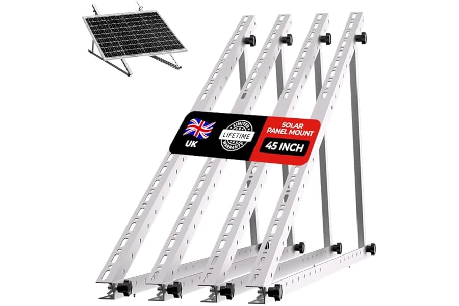 2-Sets 114cm(45inch) Solar Panel Brackets,Upgrade Foldable Tilt Legs, Solar Panel mounting Bracket, 0-90° Angle Adjustment Scale Markings,for 100-600W on Roof,Motorhome,Van,Off-Grid Systems
