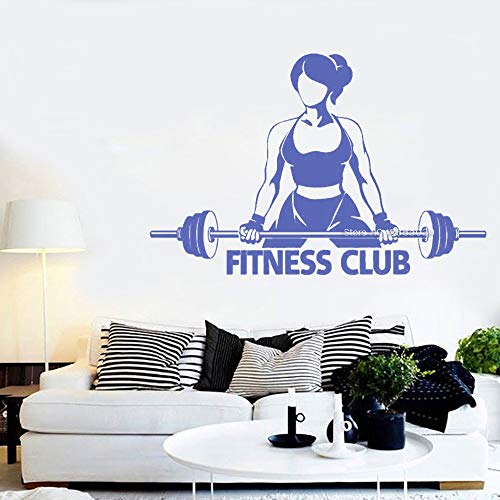 Preisvergleich Produktbild Mädchen Fitness Club Wandtattoo Kunst Logo Aufkleber Bodybuilding Übung Wandaufkleber Gym Sport Wandbild Innendekoration 106 cm x 70 cm