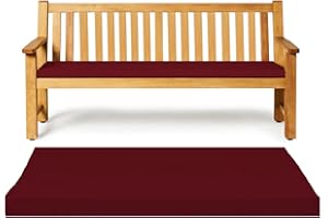 Dazzle Collection Waterproof seat pads for garden chairs Indoor & Outdoor Garden Sofa Foam Seat Pad patio bench Cushions Pad (3 Seater Bench 140CM x 45cm x 5cm, Burgundy)