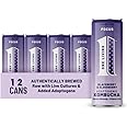 One Living Plus Focus Kombucha Drink - Blackberry and Elderberry 12x 250ml Cans - Authentically Brewed Kombucha with Live Cultures - Added Panax Ginseng and Vitamin B12