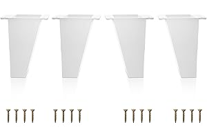 Kukicu Piedini per Mobili Bianchi - Set di 4, Viti Incluse – Design Nordico, Piedini Inclinati - Colore Bianco Neutro – Gambe per Mobili DIY in Plastica ABS per Tavolini, Mobili, Armadi, etc (4 Pezzi)