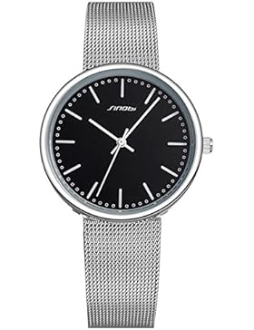 XLORDX Classic Damen Armbanduhr Quarzuhr Uhr Modisch Zeitloses Design klassisch silber Mesh Metall Armband Schwarz