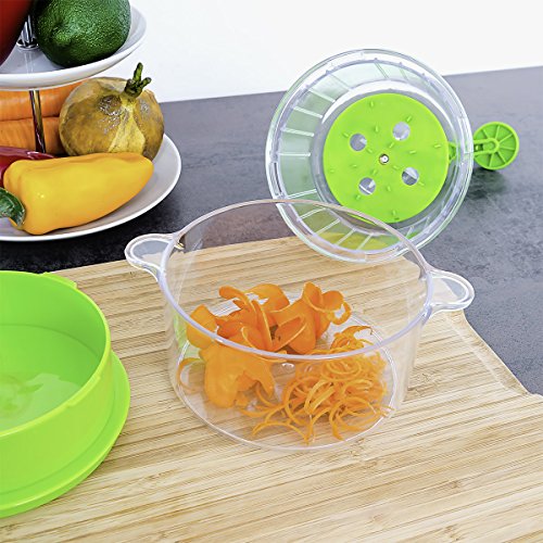 Relaxdays 10018963 Spiralschneider 2-in-1 für Gemüse- und Obstspaghetti 2 integrierte Messer, grün - 3