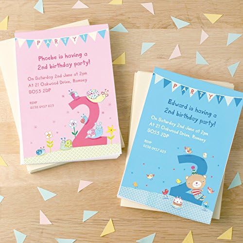 Personalised Second Birthday Party Invitations (Pack of 8)
