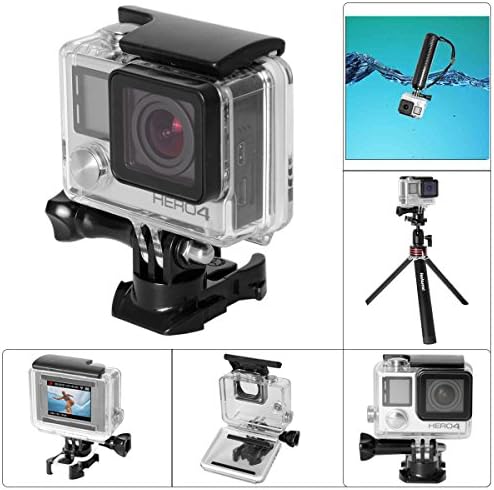 Fantaseal® 8-in-1 Direct-mount Must-have Gopro Waterproof Housing Kit w/ 2-in-1 Buckle Clip + Screw + Lens Cap + Lens + Wrench + Lens Cloth + Safety Rubber for Gopro Hero3 / Hero3+ / Hero 4 (3M waterproof, not for deep diving)