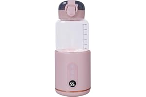 HOAPIN Calienta Biberones Portátil USB para Cargar, Calentamiento Rápido, Temperatura Regulable 37 °C - 55 °C, Botella de Vidrio 250 ml, Batería 5200 mAh, Potencia 30 W (rosa)