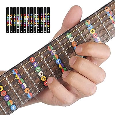 Alaman Guitare Stickers pour l'apprentissage, Loftstyle Code couleur Note pour guitare apprentissage, 100% de décalcomanies de guitare en vinyle pour vous aider à Apprendre à jouer de la guitare à partir de débutant au Pro