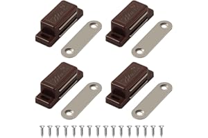 LOCKIMO Calamita Porta, Chiusure Magnetica per Armadietti, Mobili, Cassetti Chiusura Magnetica con Calamita per Ante e Credenze (4 Pezzi, Marrone)