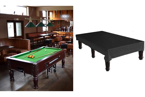 Azatemgo Housse de Protection pour Table de Billard en Tissu Oxford 210D, Imperméable Anti-UV et Anti-poussière, Housse Billard Noir (245 x 140 x 20 CM)