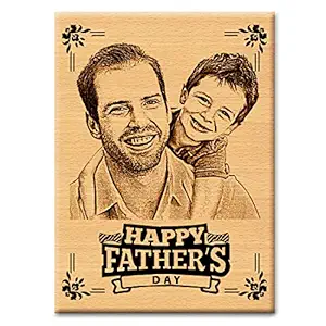 GFTBX Fathers Day Personalized Engraved Rectangular Wooden Photo Plaque Gift for Men|Husband|Father (5 x 4 inches, Brown)