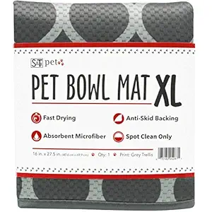 Microfiber Pet Bowl Mat, XL, Trellis
