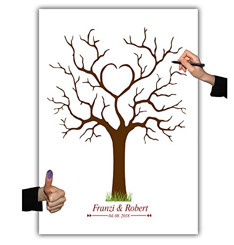 Wedding tree, Leinwand Herzbaum 003, Fingerabdruckbaum, Partyspiel, Ehebaum, Stempelbaum, Hochzeit - 2