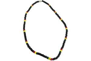 TOPT RASTA Collier Rasta Jamaique bob Marron Noir Bleu Homme Femme Collier Surf Surfeur 45cm Long Bois
