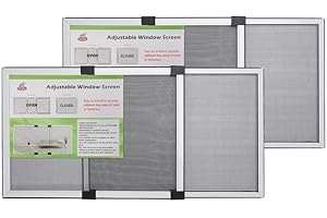 FLYZZZ Fly Screen for Windows Adjustable Window Screen (40cm H x 55cm-102cm W), 2packs Mosquito Window Screen for Rolling Doors and Windows (40X55B)