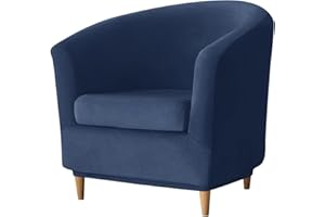 GEOCANG 2-piece set Club Chair Slipcover, Washable Stretch Sofa Slipcover Tub Chair Cover Armchair Protector Club Chair Cover Furniture Cover with Elastic Stretch Velvet (Navy)