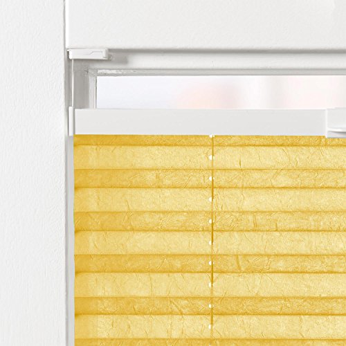 Plissee 70 x 130 cm (BxL), Farbe gelb – Crush Faltrollo verspannt der ideale Sichtschutz in vielen Größen und Farben - 6