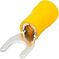 Heschen Fork Insulated Wire Connector Electrical Crimp Terminal SV5.5-5 Stud size #10 for 4-6mm² (12-10 AWG) Yellow 100Pack