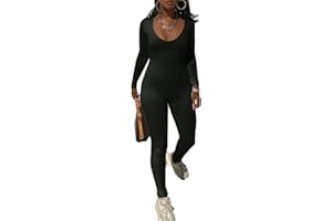 YILEEGOO Womens One Piece Bodycon Jumpsuit Long Sleeve Sportwear Zipper Romper Clubwear