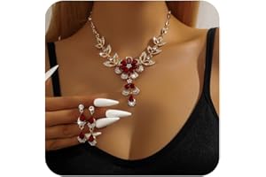 TTPSRY Kristall Schmuckset für Damen Floral Teardrop Halskette und Ohrringe Boho Statement Hypoallergener Modeschmuck für Alltag und festliche Anlässe