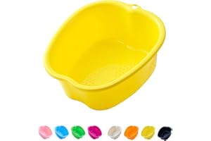 AXLOFO® Cubo para remojar pies, bañera de pies de plástico resistente, bañera para pediluvio, masaje, desintoxicante, 8 colores (bañera-yellow)