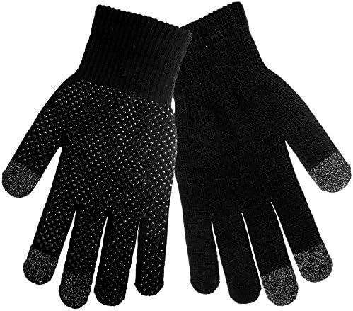 Global Glove IP3DB Iphone 3-Finger Touch Knitting Glove with Palm Silicon Dot, Work, 1 Size, Black (Case of 144)