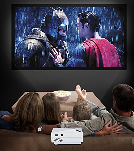 Beamer, ELEPHAS Tragbarer Heimkino Mini LED Beamer Projektor mit HDMI Kabel unterstützt TV Laptop Smartphones und Spielekonsolen für Heimkinos und Weihnachten, Weiß - 2