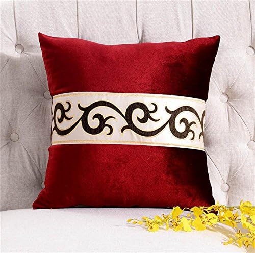 FR® Pillow European style classical embroidery Can be washed and washed Korean velvet sofa office bedside Moisture absorption Breathable Cushion , red bean paste