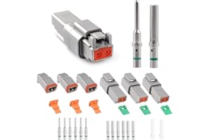 ‎JRREADY JRready DT Connector 2 Pin Gray Waterproof Electrical Wire Connector with Round Contact and Seal Plug,3 Sets