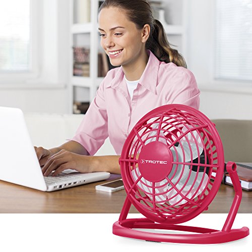 TROTEC TVE 1P Mini USB Ventilator / Fan / Lüfter Raspberry Pink, geräuscharm mit An/Aus-Schalter, 360° Neigungswinkel, ideal für Schreibtisch Laptop Notebook, oder unterwegs (pink) - 5