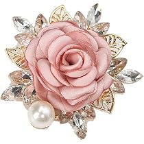 WCRAZYE Elegant Rose Flower Brooch Pin - Crystal Pearl Fabric Flower Lapel Pin For Wedding, Suit & Dress Accessories