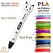 Produktbild 3D Stift Set für Kinder, 2 x 7.5M PLA Filament + 20 Seiten Schablonen für Kritzelei, Basteln, Zeichnung, Kunstwerk, Geburtstags Kinder und Erwachsene (EIN-Tasten-Bedienung)