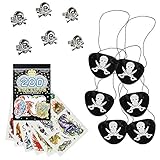 Farbe Augenklappe: schwarz mit weißem Totenkopf // Farbe Ringe: silberfarben