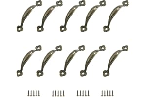 JINXM 10 Retro Rustic Zinc Alloy Furniture Handle Door Knob Handle for Kitchen Barn Door Garden Shed Wooden Cabinet Drawer (80 mm)