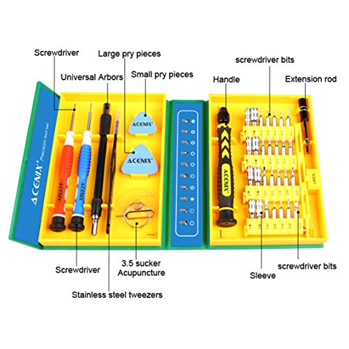 ACENIX Universal Reparaturset 38 Stück Professional Präzisions-Schraubendreher-Set Repair Tool Kit für Reparatur iPhones, Android Phones, Tablets, Computer, Elektronik, und mehr - 3