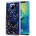 Produktbild Misstars Glitzer Hülle für Huawei Mate 20 Pro, Bling Pailletten Transparent Weich TPU Silikon mit Schwarz Blumen Malerei Muster Backcover Anti-Rutsch Kratzfeste Schutzhülle für Huawei Mate 20 Pro
