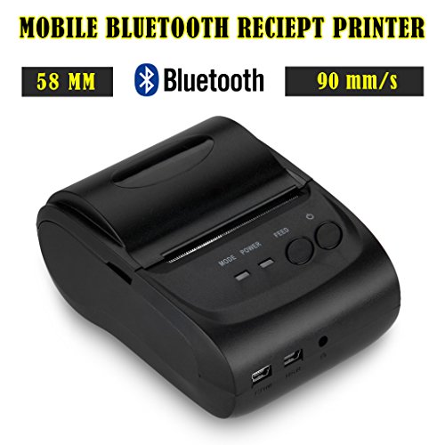 Mini Wireless Stampante Termica 58mm 90mm/s USB Bluetooth ESC POS STAR per Android Smartphone Tablet PC Cellulare Thermal Dot Receipt Printer Scontrino Ricevuta per Ristorante Negozio Mercato