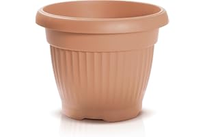 IMJ-Global DCE25 - Maceta redonda para plantas (Ø25 cm), de interior exterior, terracota de 5 litros, Ø25 x 19,5 cm, diseño clásico, jardinera de plástico para balcón