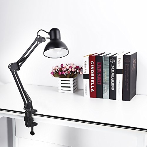 LE Schreibtischlampe Set Classic Tischleuchte E27 Fassung Arbeitsleuchte Klemmleuchte verstellbar schwarz Schwenkarm - 6