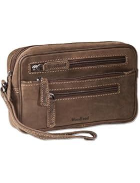 Woodland® - Praktische Handgelenktasche für den Mann aus nazurbelassenem Büffelleder in Dunkelbraun/Taupe