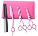 Hairdressing Barber Salon Scissors, Thinning Scissors, Thinning Razors set 5.5" Pink
