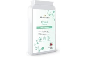 L-Lysine Tablets 1000mg 90 Tablets - High Strength Essential Amino Acid, Vegan, Non-GMO, Gluten Free Supplement, 3 Months Supply, UK Manufactured to GMP Standards by Pharmanostix
