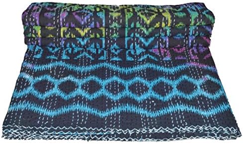 Tribal Asian Textiles Hand Made Tie-Dye King Size Kantha Quilt , Kantha Blanket, Bed Cover, King Kantha bedspread, Bohemian Bedding Kantha Size 90 Inch x 108 Inch by Tribal Asian Textiles