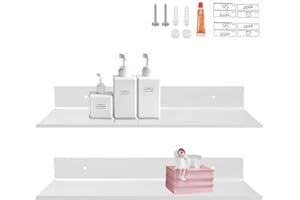 SCHYIDA 2 Stück Wandregal Weiß Metall Wandboard Badezimmer Schweberegal Wand 40cm Wandregal Matt Regal Weiß Matt Schwarzes Metallregal Schwebendes Hängeregal weiß Küchenregal für Deko Bilderrahmen