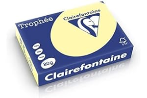 ‎CLAIREFONTAINE Clairefontaine 1977C - Ries Druckerpapier / Kopierpapier Trophee, intensive Farben, DIN A4, 80g, 500 Blatt, Kanariengelb, 1 Ries