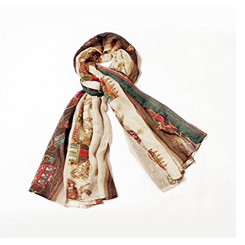 AccessoryStation Foulard Echarpe Longue Tendance Féminin pour Dames Filles Beige à Pois