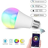 Smart Led Alexa Lampe 7W, KAINSY Wifi Hue E27 Birne RGB Glühbirne Kompatibel Mit Amazon Alexa und Google Home, 60W äquivalent, Dimmbar, bis zu 16 Millionen Farben, Steuerbar via App