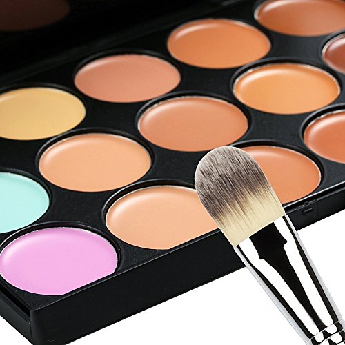 VALUE MAKERS 15 Farben Concealer Palette Makeup Paletten Kosmetik Make-up Creme Corrector Abdeckcreme mit Foundation Powder Puderpinsel - 2