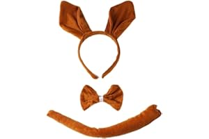 She's Shining Opaska na głowę z uszami kangura zwierzę muszka ogon fantazyjny strój zestaw świąteczny kostium na imprezę dla dzieci dorosłych